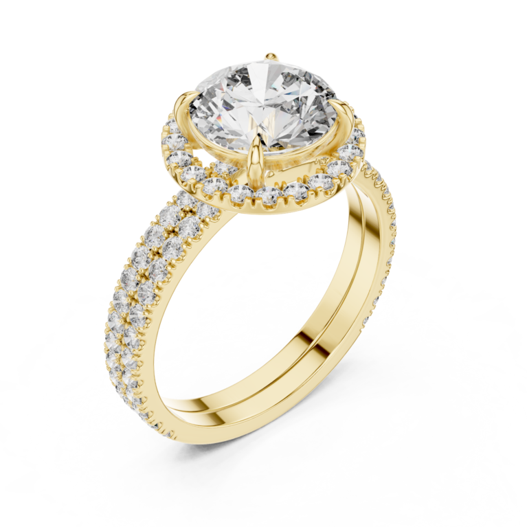 The Double Halo Split Shank Ring