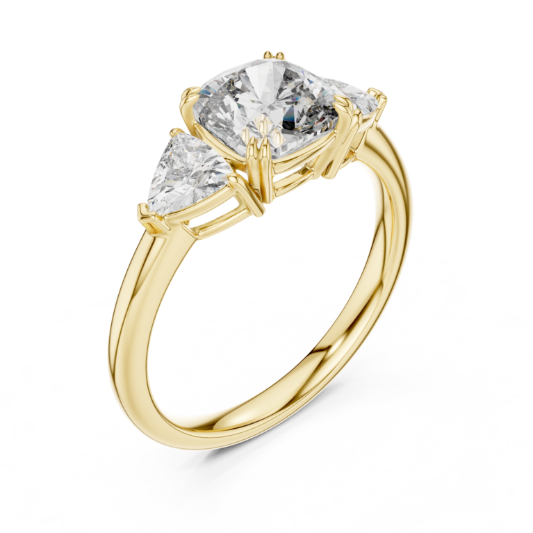 Cushion Cut Trilogy Engagement Ring