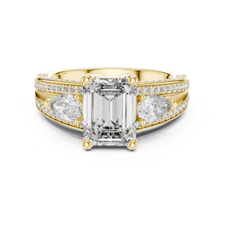 Vintage Style Emerald Lab Diamond Ring