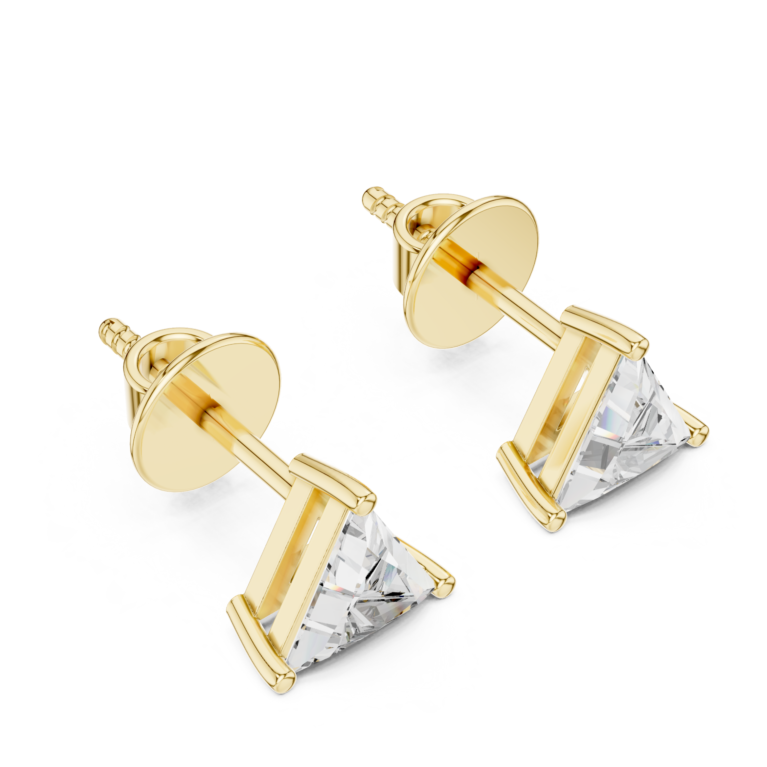 Triad Sparkle: Lab-Grown Trillion Solitaire Studs