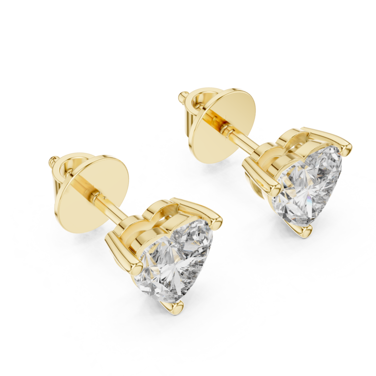 Sweetheart Sparkle: 3-Prong Heart Diamond Earrings