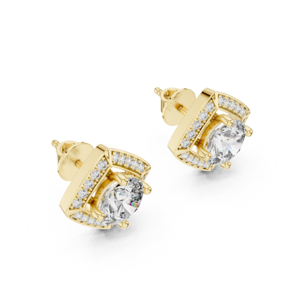 Regal Square Frame Halo Solitaire Studs
