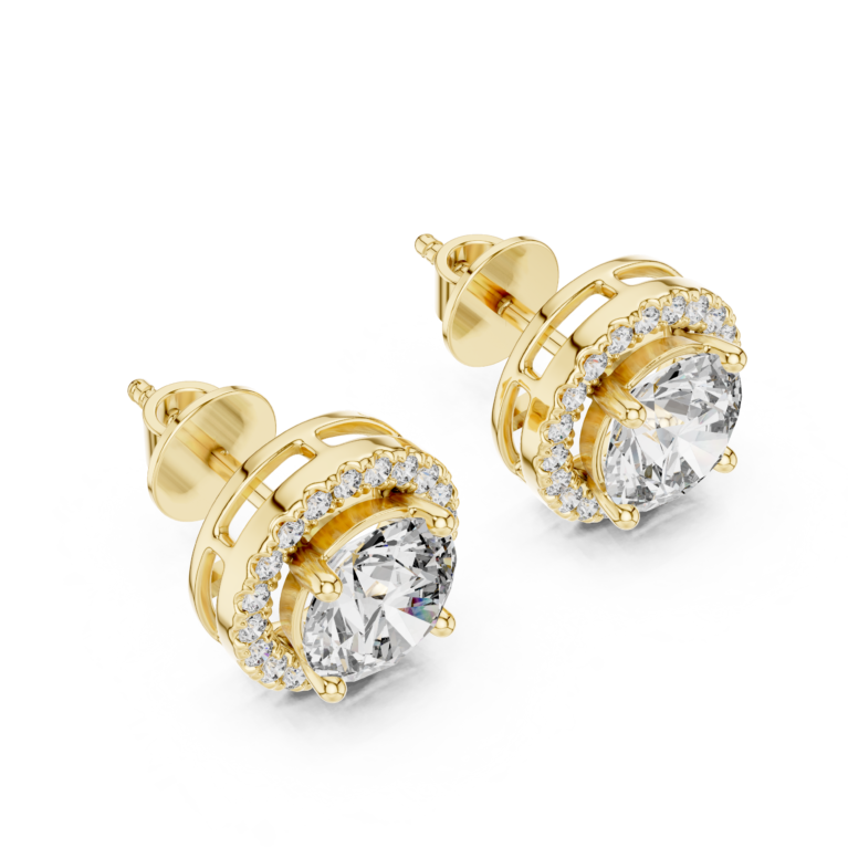 Timeless Round Halo Diamond Style Earrings