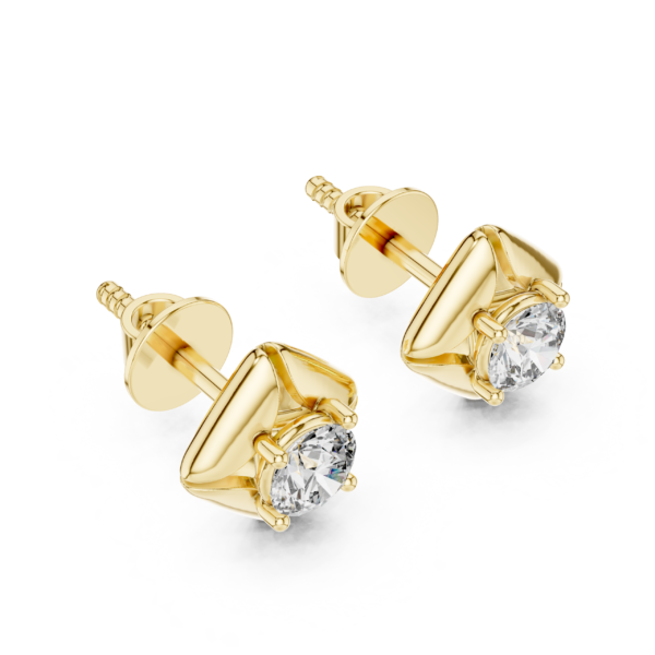 Nature-Inspired Leaf Surround Solitaire Earrings