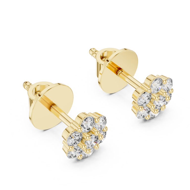 Shimmering Multi-Stone Flower Diamond Style Earrings