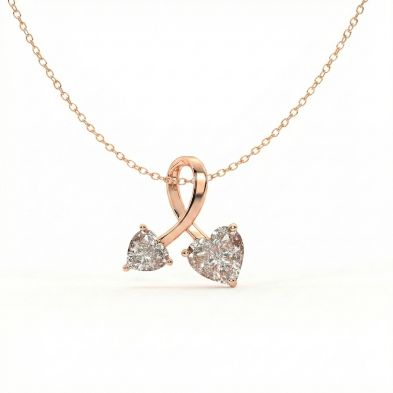 Sweet Drop Heart & Solitaire Necklace
