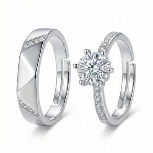 Radiant Duo Solitaire Wedding Set