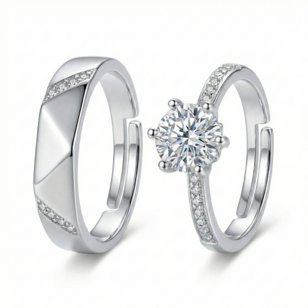 Radiant Duo Solitaire Wedding Set