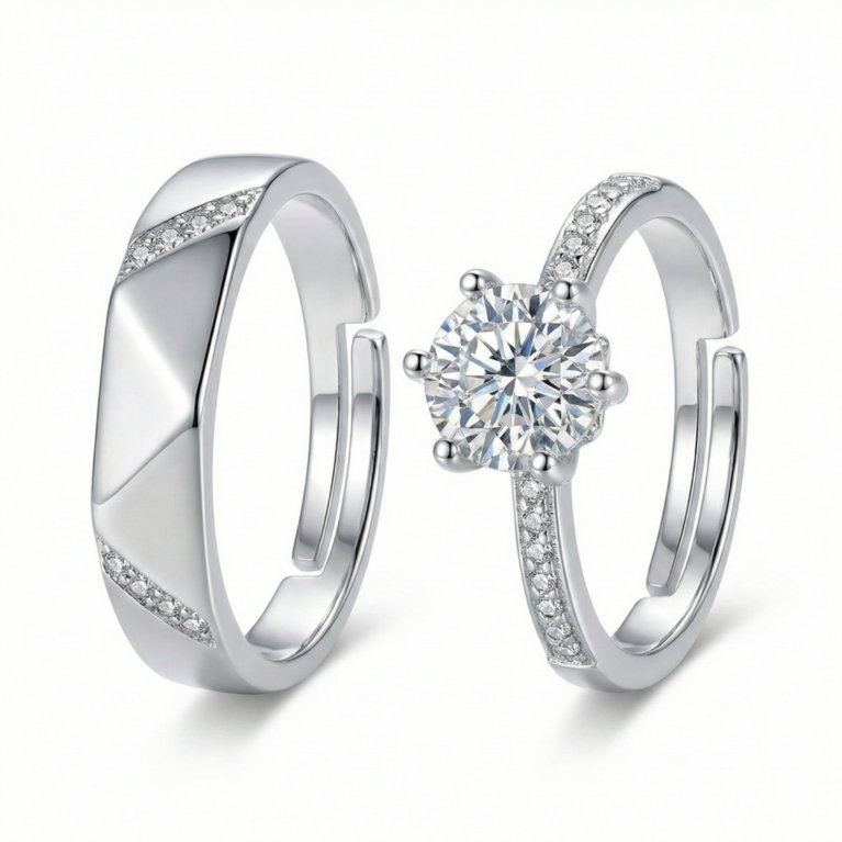 Radiant Duo Solitaire Wedding Set