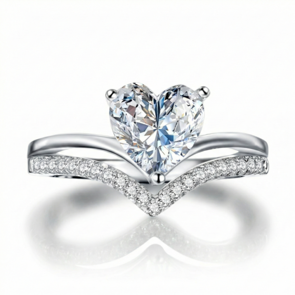 Crowned Love Heart Solitaire Ring