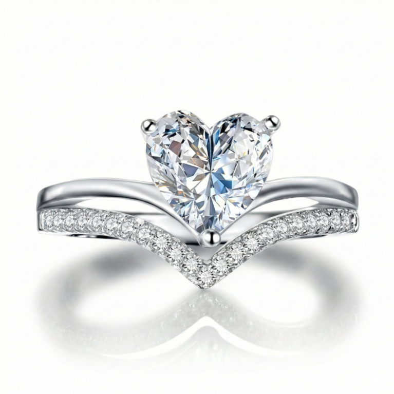 Crowned Love Heart Solitaire Ring